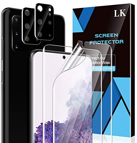 LK 4 Pièces Protection écran Compatible avec Samsung Galaxy S20 Plus/S20+ (6.7 Pouce),Contenir 2 Pièces TPU Protection écran et 2 Pièces Caméra Arrière Vitre Protection,Double Protection