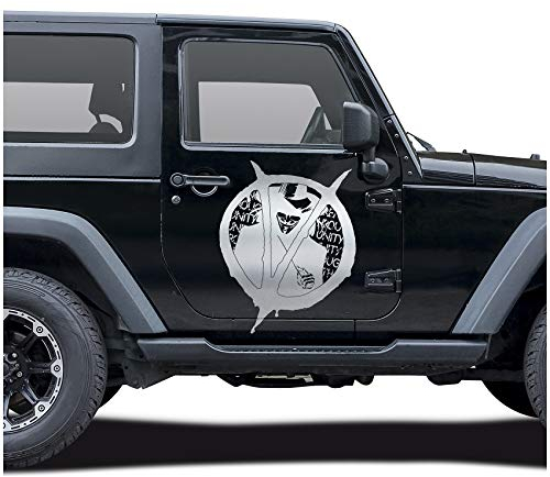 Finest Folia V wie Vendetta Aufkleber 57x75cm Autoaufkleber für PKW Auto LKW Motorrad Kfz Zubehör Aufkleber Sticker Selbstklebend Dekor KX020 (Silber Glanz)