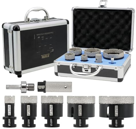 DT-DIATOOL Diamond Drill Bits Kit 20/32/45/55/68mm with 20mm Finger Bit and Hex Adapter for Tile Porcelain Marble Granite