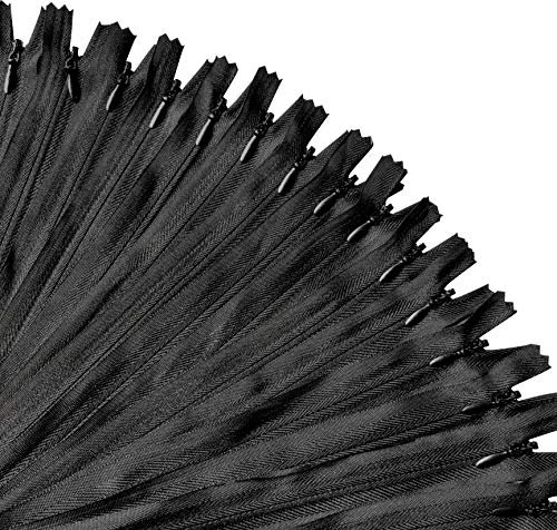 KGS Unsichtbare Reißverschlüsse | 20 Stück Set | Größe: 38 CM/ 15 Zoll | Farbe: Schwarz | Versteckte Reißverschlüsse für Kleider, Röcke, Kissen oder Näharbeiten