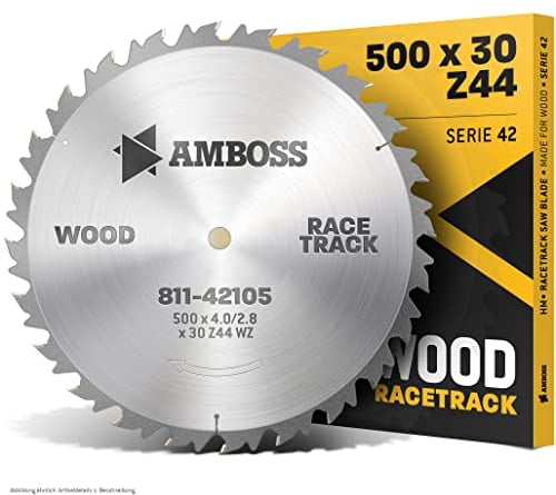 Amboss HM Kreissägeblatt - Ø 500 mm x 4 mm x 30 mm/Wechselzahn (44 Zähne) | grobe, schnelle Zuschnitte - Brennholz & Holzwerkstoffe