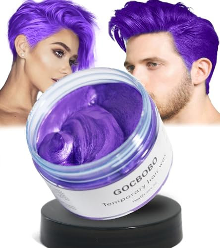 GOCBOBO Temporäres Haarfarbe Wachs Waschbare Lila Haarwachs Männer Frauen DIY Farbwachs für Party Cosplay Halloween 4,23 Unzen