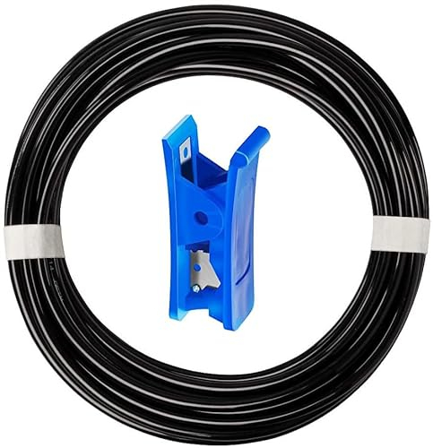 HUAZIZ 12m Black PU Air Hose 12mm OD x 8mm ID + Hose Cutter