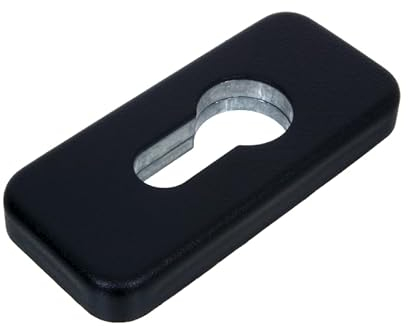 NAJDER Rosace de Sécurité Rectangulaire en Acier Inoxydable Zamak, Cache Serrure pour Poignées de Porte Intérieure, Rosace de Protection, Trou de Clé, Couleur: Noir