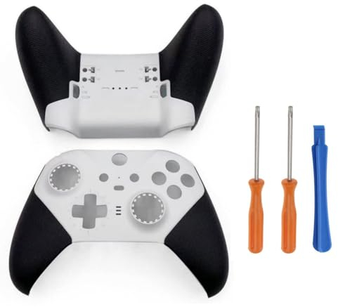 Hzxkqmil Ersatz-Gehäuse für Xbox Elite Wireless Controller Serie 2 - Core Edition, Frontplatte und Bodenplatte Schale Hüllen Abdeckung Zubehör, Weiß, mit Schraubendreher Werkzeug