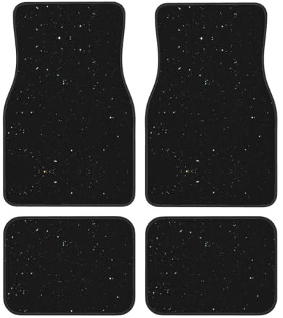 LPWTYCBV Schwarz Glitzer Druck Auto Fußmatten Vierteiliges Set Full Set mit rutschfester Gummirückseite