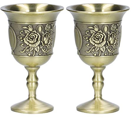 ZLXHDL Lot de 2 verres à vin en métal avec motif chrysanthème ancien vert vintage 3 x 4,6 cm