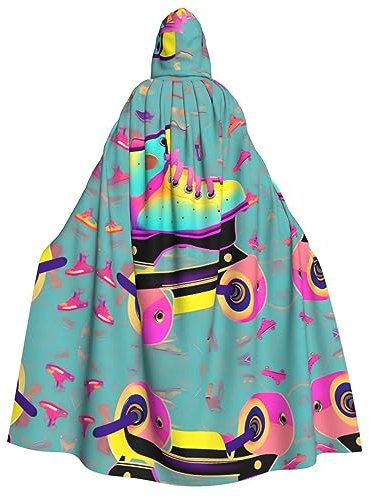 Loppott Farbenfroher Rollschuh-Aufdruck, Erwachsenen-Kapuzenumhang, Halloween, Weihnachtsfeiern, Cosplay-Kostüm, Kapuze, Karnevals-Umhang