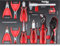 Mephisto Werkzeugeinlage Werkzeug Set Pro Line Werkstattwageneinlage mit Zangen-Set mit Kombizange, Spitzzange, Seitenschneider, Wasserpumpenzange, Gripzange, Messschieber in Soft Inlay in Carbonoptik