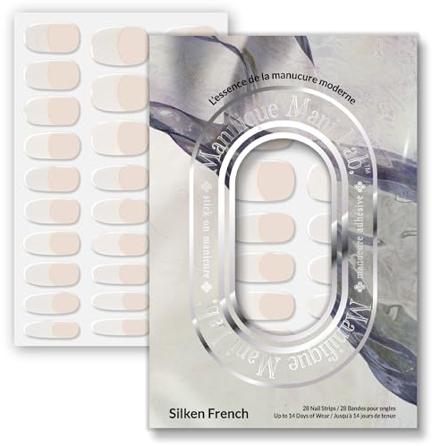 UV-freie Nagelfolie Selbstklebend – 28 Gel Nagelsticker ohne Lampe, Peel & Stick Nail Wraps Made in Korea, Maniküre Set für Zuhause, bis zu 14 Tage Halt – Manifique Mani Lab