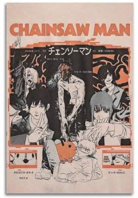 PIBDBZCT Anime Chainsaw Man Vintage Poster Wall Art Canvas Posters 12x18inch(30x45cm)