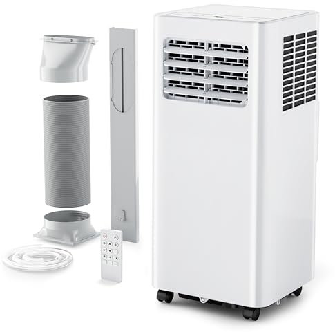 EUHOMY 7000 BTU Portable Air Conditioner - 4-in-1 Cooling, Dehumidifier, Fan & Sleep Mode for 200-300 sq.ft | Energy Class A, Ultra Quiet (<50dB), 24H Timer & 2-Speed Settings