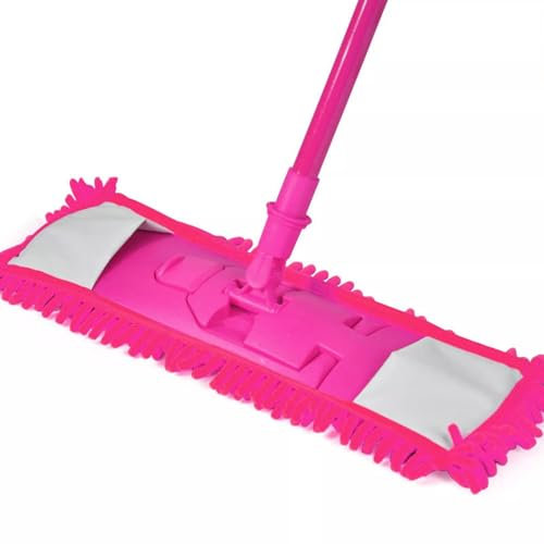 Extendable Floor Mop with 360° Swivel Head – Microfibre Pad for Dusting & Mopping Tile, Wood, Laminate, and Vinyl Floors (Hot Pink)