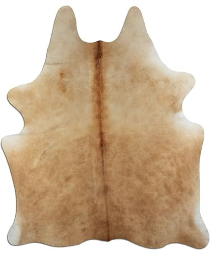 Livorio Premium Kuhfell Teppich - L207 x B165 cm - beige braun grau - einmaliges Naturprodukt aus Südamerika | Rinderfell | Echtfell | beige | K328