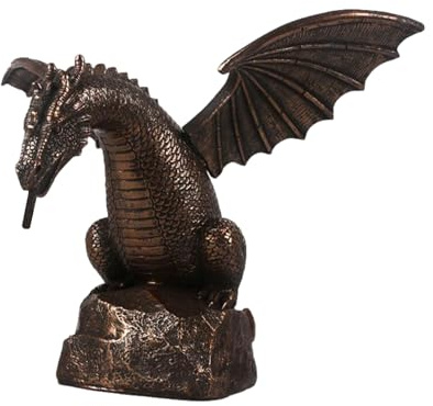 Terrassbrunnen 30x30x22cm | Ancient Dragon Wasser Herbstharz Gartenstatue Mit Pumpen Gothic Kunst Wasserspeiender Drache Mit Flügeln Für Teich Wasserspiel Terrasse Wetterfest