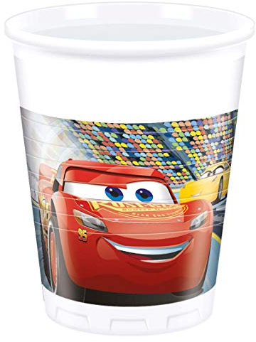 Procos 87798.0 Disney Cars 3 Plastic Party Cups Pack of 8 , 200 ml (White)