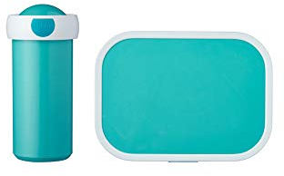 Mepal - Fiambrera Campus - Fiambrera para Niños con Vaso Escolar y Fiambrera - Fiambrera & Botella para Llevar - Apta para Lavavajillas y sin BPA - 300 ml + 750 ml - Turquoise