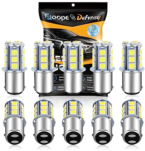 Defvnsy - Pack de 10-6000K Blanc 1142 Ampoules LED BA15D 5050 18-SMD Lampes de remplacement pour feux de recul de voiture 12V, feu de freinage, éclairage intérieur de remorque de camping-car RV