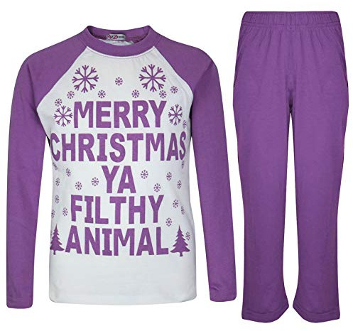A2Z 4 Kids Girls Boys PJ's YA Filthy Printed Christmas Pyjamas - PJS Ya Filthy Lilac 9-10