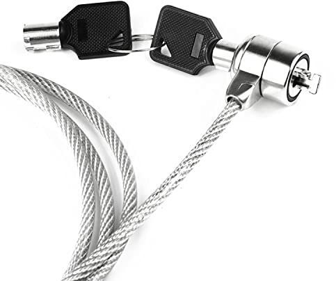 Cable de Seguridad antirrobo de Acero de 110 cm para portátil con candado, Cerradura con Llave, 2 Llaves Incluidas, Bloqueo de protección para portátiles, Revestimiento de plástico PVC