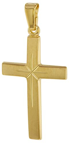trendor Kreuz-Anhänger 24 mm 750 Gold/18 Karat Damen und Herren Goldanhänger, modischer Kreuzanhänger, Geschenkidee, eleganter Schmuck aus Echtgold 75550