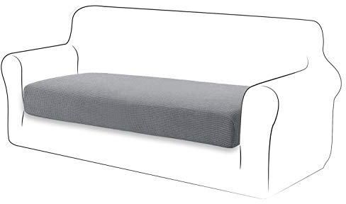 TIANSHU Sofa Sitzkissenbezug Stretch, Sitzkissenbezüge rutschfest, Jacquard-Stretch-Sofasitzbezug, Sofa überzug Elastischer, Schonbezug für Sofa Sitzkissen mit Gummiband (2 Sitzer,Hellgrau)