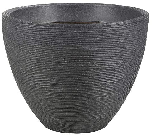 URBNLIVING Grey and Charcoal Ribbed Flower Pot Planters 40cm Outdoor and Indoor Garden Decorations (Charcoal)
