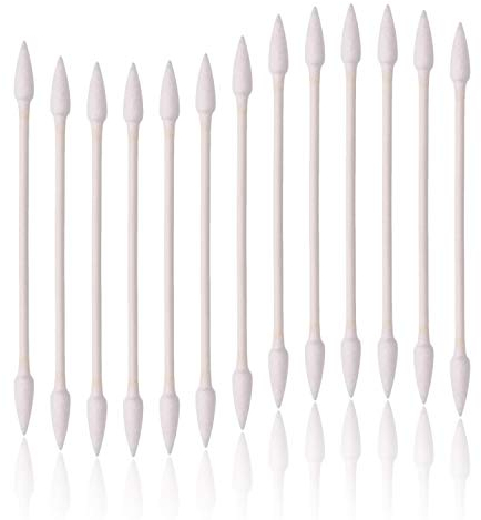 800pcs Cotton Swabs, Double Tipped Cotton Buds with Paper Stick, 4 Packs of 200 Pieces, Pointed Shape