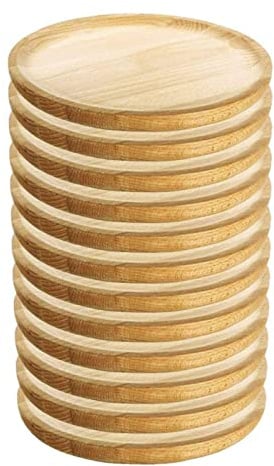 Tradineur - Pack de 12 Platos de Madera Especial para Pulpo, de 17,8 cm de diámetro, para el hogar o hostelería. Set de 12 recipientes para Servir Comida, para Carnes, Embutidos, quesos...