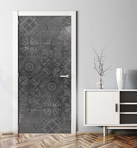MyMaxxi - Tür bekleben mit Türtapete Türposter Türfolie Selbstklebend 90x200 Verschiedene Muster in Stein Optik - Tür verschönern Türaufkleber Türklebefolie Schlicht Elegant grau
