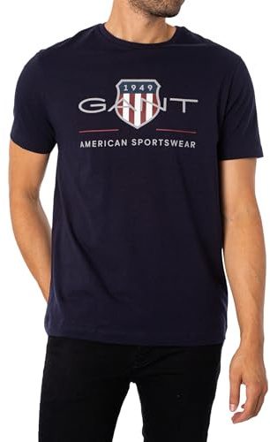 GANT Men's REG Archive Shield SS T-Shirt, Evening Blue, Standard, Evening Blue, M