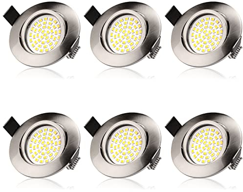 BAOMING LED LED Einbaustrahler Ultra flach Tageslicht Weiß 5W 480 LM Dimmbare Einbauleuchten led 40 Grad drehbare Strahler für Wohnzimmer Schlafzimmer Flur 6 Pack