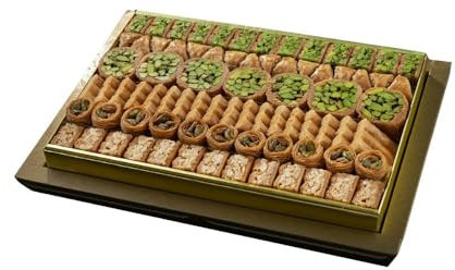 Senabel Baklava siriana mista 750g - Assortimento di baklava con pistacchi e anacardi - Dolci mediorientali artigianali - Dessert di baklava siriana tradizionale araba pura fabbricati in Turchia