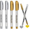 4 Metallici Pennarelli Oro e Argento da 1.5mm, Pennarello Oro Marcatore a Vernice Lucida per Artigianato Carta Metallo Legno Ceramica e Vetro Pennarelli Indelebili Scrapbooking e Creazioni Artistiche