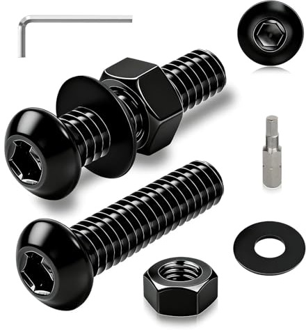 Ezitruz 35 Stück Linsenkopfschrauben M4x35 mm Schrauben Schwarz | Flachkopfschrauben, Gewindeschraube, Linsenkopfschrauben mit Innensechskant, mit Muttern Unterlegscheiben, Rundkopfschrauben