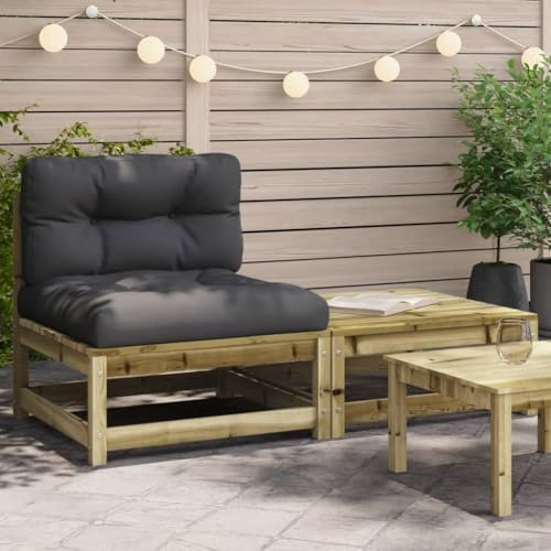 LoogCape Gartensofa Holz Lounge-Set mit Kissen und Hocker, imprägniertes Kiefernholz, 140x70x67cm, modular, für Terrasse, Garten, Outdoor-Möbel-Set