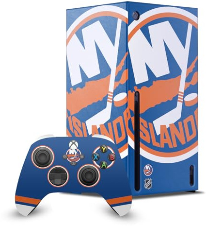 Head Case Designs Officially Licensed NHL Oversized New York Islanders Game Console Wrap and Game Controller Skin Bundle Compatible With Xbox Series X