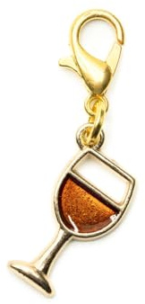 Miniblings Pendentif en forme de verre à vin - Plaqué or orange - Bijou fantaisie fait main - Pendentif plaqué or - Pendentif pour bracelet
