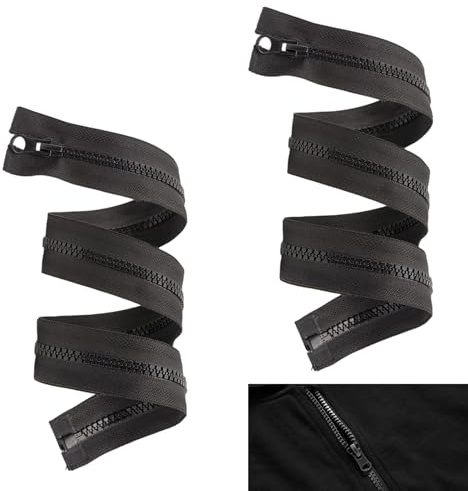 2 Pezzi Cerniera Nera da 80 cm, Cerniera Divisibile in Plastica con Cursore in Lega di Zinco, Cerniera di Ricambio per Giacche, Borse, Tenda, Fodere per Cuscini, Abbigliamento, Cucito, Casa e DIY