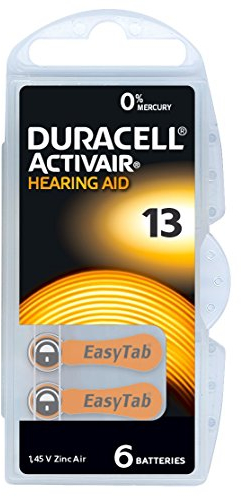 Duracell 13 Hearing Aid Easy Tab - 10 pacchi x 6 Batterie per Protesi Acustiche