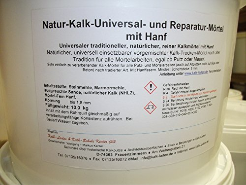 Naturkalk-Universal- und Reparaturmörtel mit Hanf 10kg Trockenmörtel im Eimer