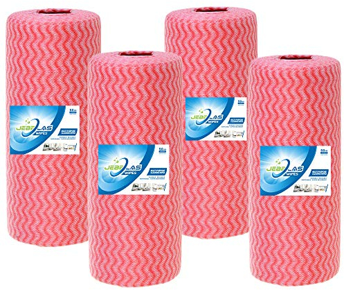 JEBBLAS 200 Rolls Disposable Cloth Rolls, All Purpose Cloth Rolls, Reusable Cleaning Cloths, Disposable Cleaning Cloth, Dish Towels, Dish Cloths - Red