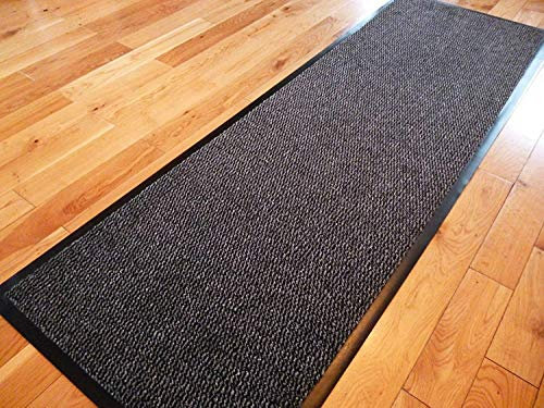 TrendMakers Dirt Stopper Carpet Runner Door Mats | 50cm x 80cm Grey/Black | With PVC Rubber Back For Home Office Kitchen Mats | POLYPROPYLENE PILE