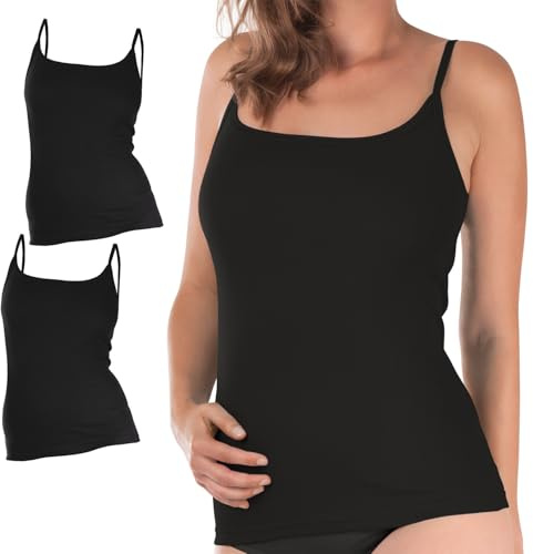 Celodoro Damen Spaghetti-Top (1er, 2er oder 4er Pack) Feinripp Unterhemd