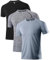 Holure Herren 3er Pack Sports Atmungsaktiv Schnelltrocknend Kurzarm T-Shirts Schwarz/Grau/Kohlengrau M