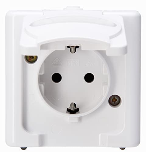 Kopp Blue Electric - Schutzkontakt-Steckdose mit Klappdeckel, Farbe: arktisweiß, 10er Pack, 103302007