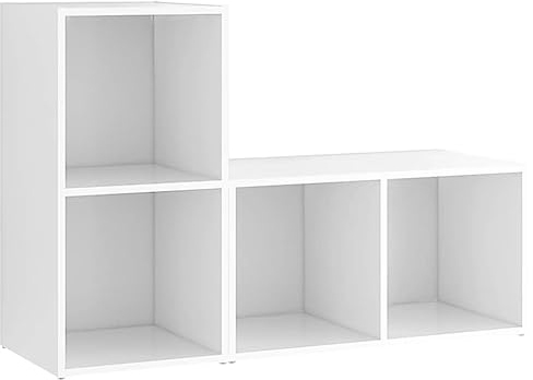 vidaXL Meubles TV 2 pcs, Armoires de Télévision avec Rangement, Meubles Télé de Salon Salle de Séjour Intérieur, Blanc Bois d'Ingénierie