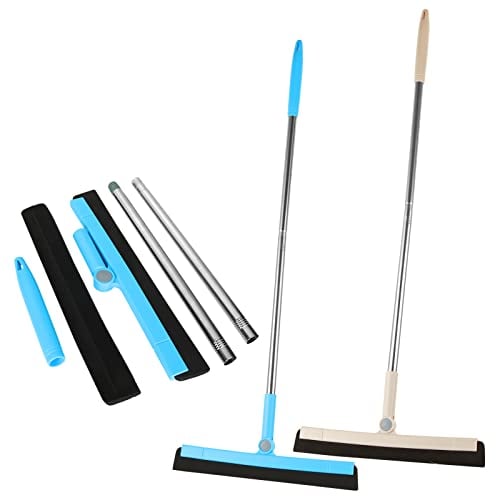 GOYADA 2 Sets Floor Squeegee for Wet Room, Squeegee Shower Cleaner with 180° Long Handle, 3-Section 37” Bathroom Floor Squeegee Mop for Wet Rooms Shower Floors Any Tiled Flooring