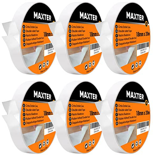 Strong Double Sided Tape Heavy Duty, Transparent Adhesive Tape for DIY, Crafts, and Scrapbooking 18 mm x 20 m (6 rolls pack = 120 m)