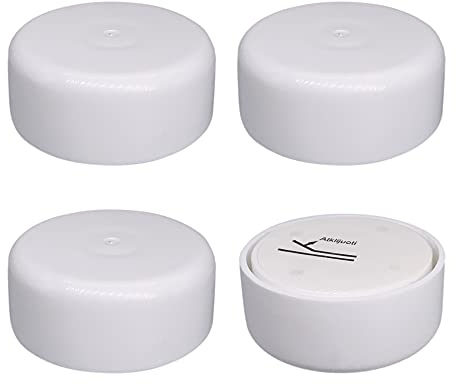 SKIR'CO Confezione da 4 gambe per mobili in plastica regolabili in altezza, rotonde, Ø 55 mm, autoadesive, con adesivi (4, bianco)